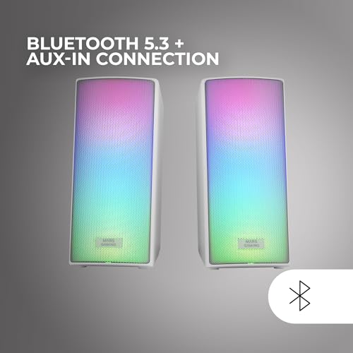 Altavoces Bluetooth Mars Gaming MSRGB2 con sonido DSP y luces RGB para tu escritorio gamer blanco 4