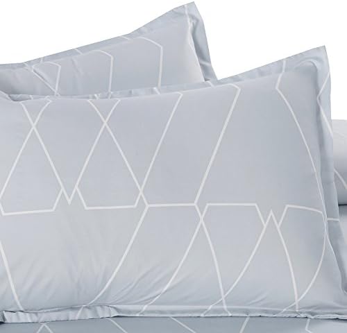 Vaulia Lightweight Microfiber Duvet Cover Set, Geometric Pattern Design, Spa Blue - King Size