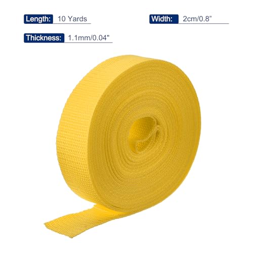 Image of MECCANIXITY Lightweight Polypropylene Webbing Strap 0.8 inch 10 Yard Backpack Strapping Band Dark Yellow for Outdoor Luggage Cargo Straps