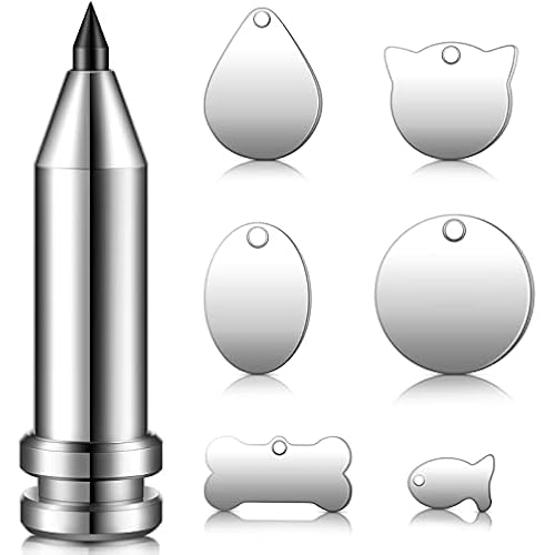 Zhehao Engraving Tip Etching Tool Engraving Tool with 6 Pieces Assorted Metal Stamping Blanks Compatible with Cricut Maker 3/Maker/Venture/Explore 3/air 2/air/one