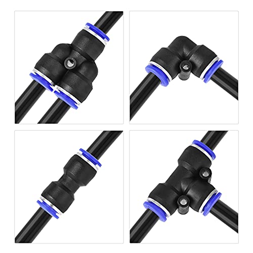 uxcell Pneumatic 8mm OD Polyurethane PU Air Hose Tubing Kit 10 Meters Black with 16 Pcs Push to Connect Fittings by uxcell - Image 4