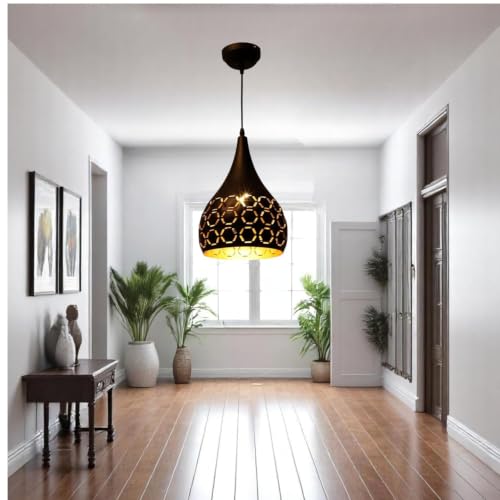 Image of GreyWings Modern Black Dome Laser Cut Hanging Pendant Light for Ceiling - Aluminium, Drop, Antique Decor,(Bulb is not Included) Big Pack of 2