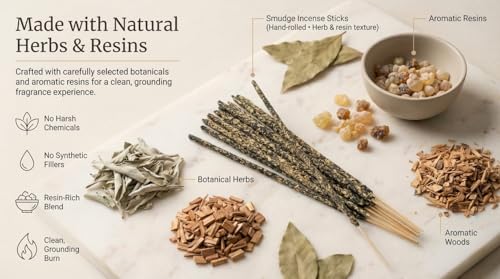 Image of Satya Smudge Incense Stick - Hand-Rolled Indian Masala Incense for Meditation, Yoga & Spiritual Cleansing Pack of 6 (Smudge White Sage)