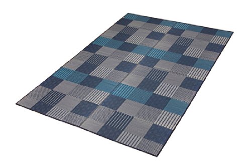 イケヒコ・コーポレーション い草 花ござ 京刺子 江戸間3畳 約174×261cm ブルー 日本製 #4110103