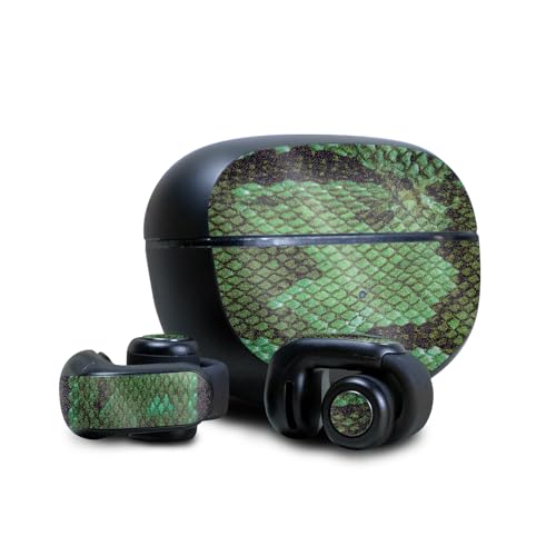 Image of Glossy Glitter Skin Compatible with Bose Ultra Open Earbuds - Green Serpent - Premium 3M Vinyl Protective Wrap Decal Cover - Easy to Apply | Crafted in The USA by MightySkins