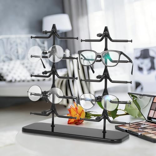 Cabilock Sonnenbrillenständer Schwarz Für 10 Brillen 2 Reihen Brillenhalter Organizer Display Aufbewahrung Für Sonnenbrillen Und Lesebrillen