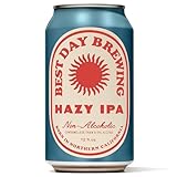 Best Day Brewing Hazy IPA Non-Alcoholic Craft Beer - 12 Pack - Citrus Aromas and Bright Flavors with Premium Ingredients - ​​Low Carb & Low Calorie (12 fl oz cans)