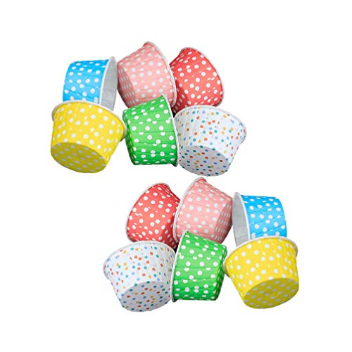 DOITOOL 100Pcs Paper Ice Cream Cups 2Oz Dessert Bowls Polka Dot Design for Yogurt and Sundaes Home Party Supplies