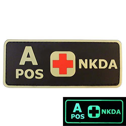 First Aid Patch PVC A Positive Patch [Black and White Glow Dark] Compatible with Velcro PVC Patches,Plate Carrier Patches for Backpacks,Ifak Patch,A Pos Patch,First Aid Kit Patch Blood Type Patch