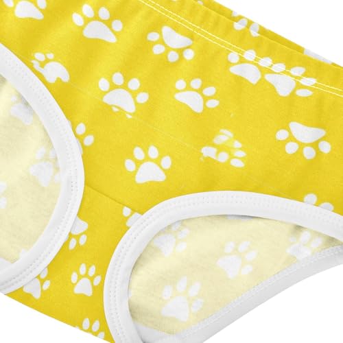 Toddler Girls Underwear 2t Cotton Panties Little Girl Florals Briefs Kids Undies Dog Paw Prints Bright Yellow4