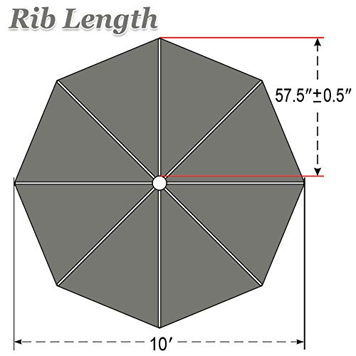 Strong Camel Replacement Cantilever Hanging Umbrella Canopy For 10Ft 8 Ribs In (Canopy Only) (Grey) #TOP1
