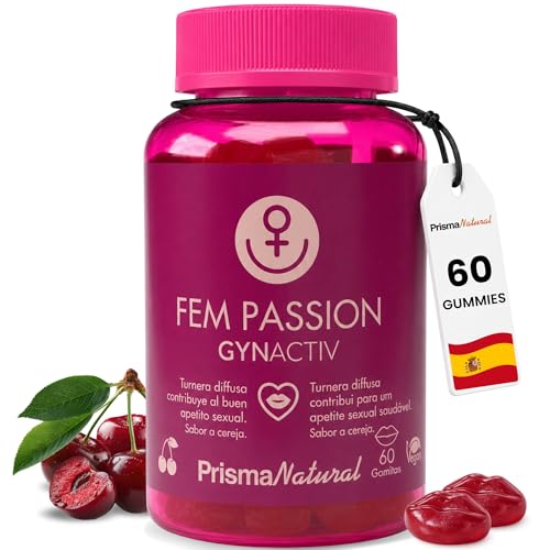 FEM PASSION GYNACTIV | 60 Gummies Sabor Cereza con Turnera diffusa para el Apetito Sexual Femenino y Bienestar Íntimo | Complemento Natural para Mujer Moderna - Prisma Natural