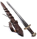 Norse Tradesman Spring Steel Viking Sword - Single Handed Grip w/Premium Leather Belt & Scabbard - Completely Battle-Ready - Eldbroti