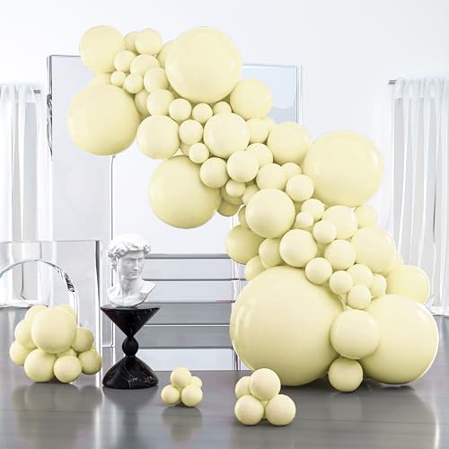 Image of PartyWoo Pastel Yellow Balloons 100 pcs Different Sizes of 36 18 12 10 5 Inch Small Mini Light Pale Yellow Balloon Arch Kit Garland for Baby Shower Easter Birthday Party Decorations Yellow-Q07