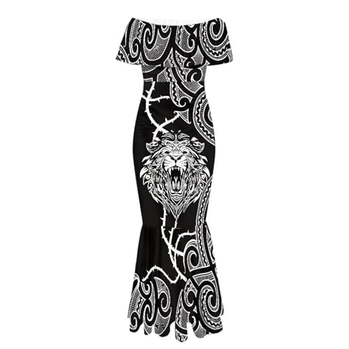 Image of Polynesian for Women S-7XL Off Shoulder Maxi Dress Hawaiian Summer Dresses