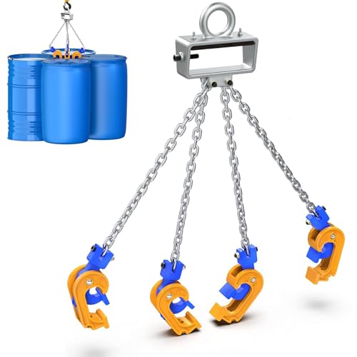 Catena di sollevamento per barili con ganci autobloccanti per fusti in plastica e acciaio, attrezzature per la movimentazione di gru e carrelli elevatori