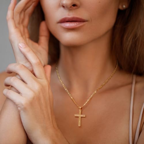 Cross Necklace for Women Gold Cross Necklaces for Women 14K Gold Crosses Chain Pendant Necklace for Womens Double-Layered Pendant Crosses Chain Necklaces for Womens 26/30mm4