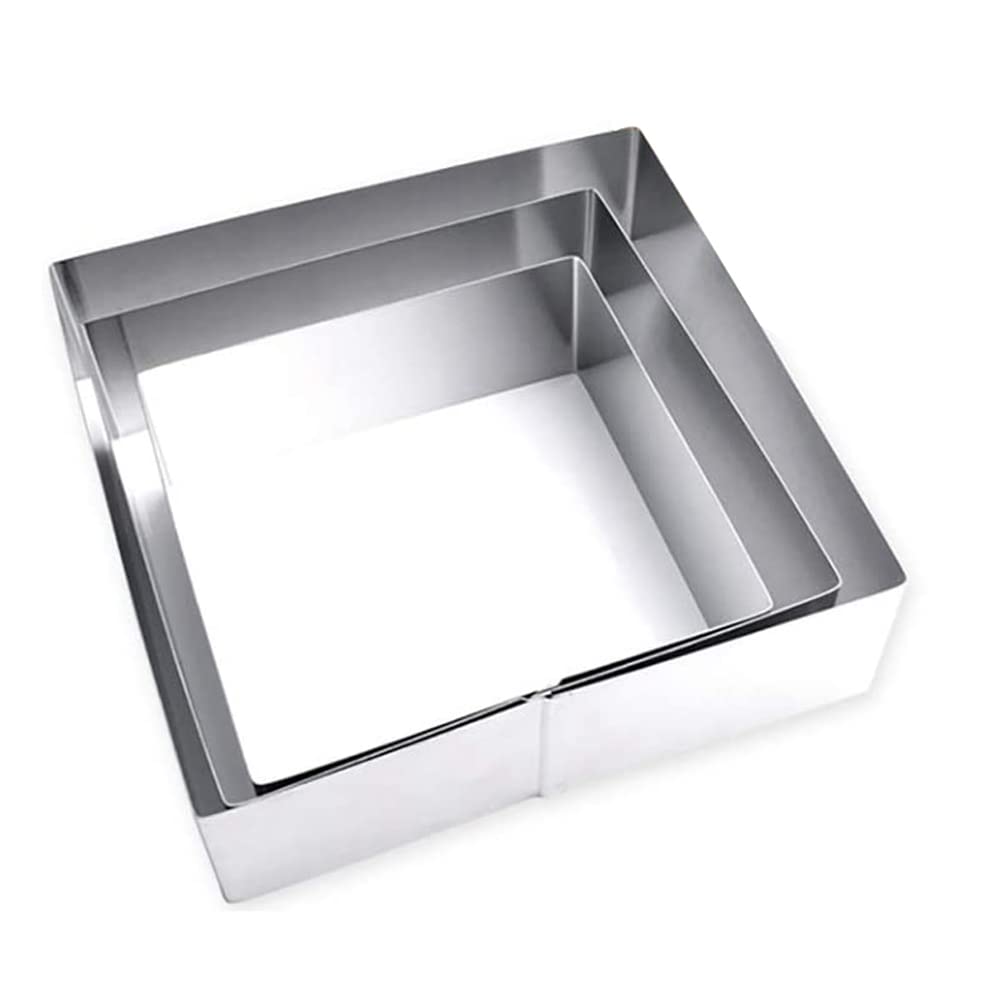 Hndhbfgrt Set of 6 Cake Molds Rings, Square Mousse Mold Stainless Steel Cake Ring Non-Stick Dessert Ring Pastry Mould Baking Tool