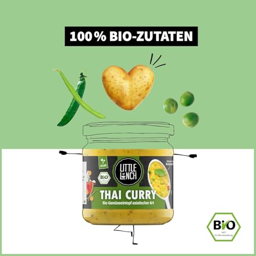 Little Lunch Bio Thai Curry | 100% Bio-Qualität | Vegan | Laktosefrei | Glutenfrei | Ohne zugesetzten Zucker | Keine künstlichen Zusätze | Keine Geschmacksverstärker | 6 x 350g