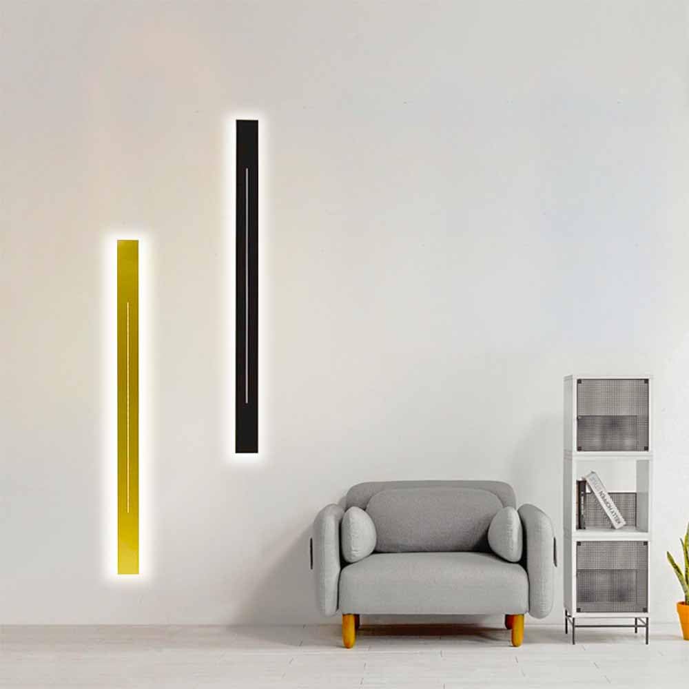 Prostokątne czarne lampy ścienne LED - minimalistyczne lampy metalowe z akrylowym kloszem do użytku wewnątrz (białe światło, 60 cm)