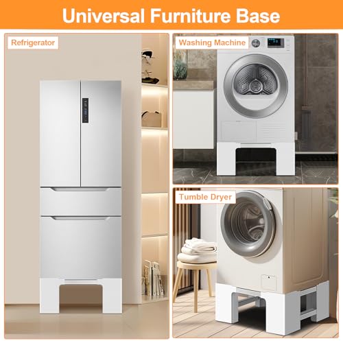 NIUXX Universal Waschmaschine Trockner Podest: Sockel für Waschmaschine Kühlschrank Max 400kg, Verstellbare Breite 46-69 cm Waschmaschinensockel, 23.9 cm Hoher Möbelsockel für Bad/Waschküche