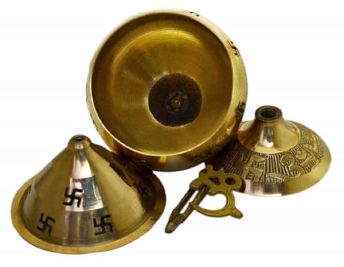 Image of Mkd2 Rise Golden Om and Swastik Symbol Decorative Brass Diya - Akhand Diya for Puja -Navratri - Brass Diya for Pooja Room, Home Temple Decor - Diwali Diya - Diwali Decoration Item