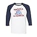 TeesAndTankYou AmÃ©rica La Hermosa Three-Quarter Raglan Sleeve Baseball Shirt Unisex X-Small White/Navy