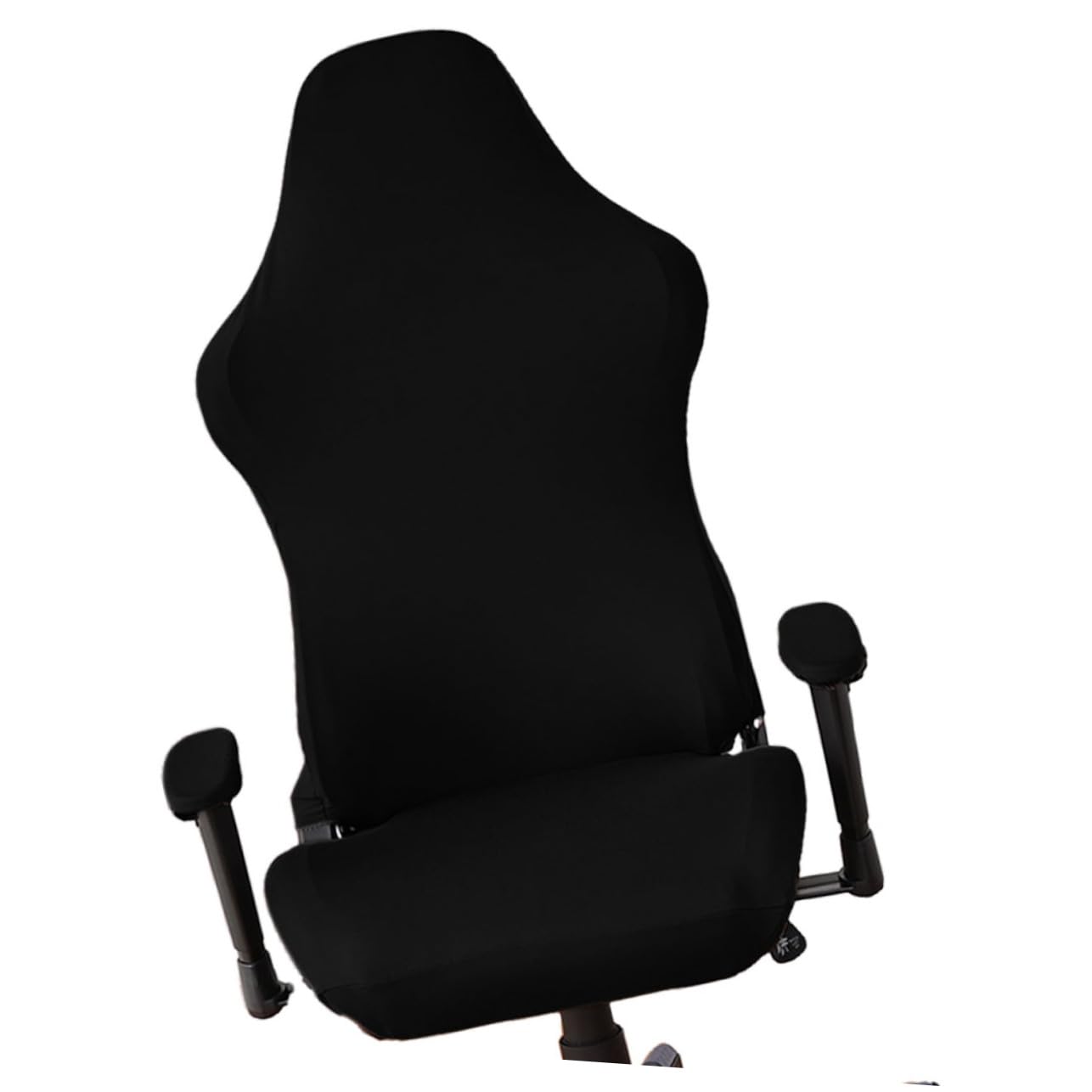 Housse pour chaise gaming contre l'usure du siège pivotant en polyester noir extensible
