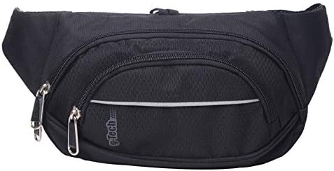 Large Fanny Pack for Men Women Travel Waist Bag Pack with Extra Waist Size Extra Long Belt (Black)