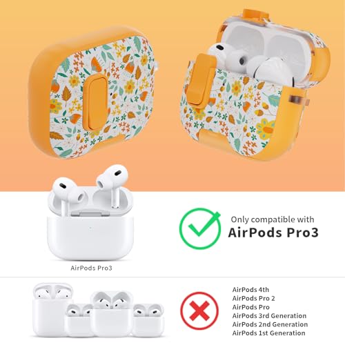 Image of for AirPods Pro 3 Case with Lock & Phone Stand,Cute Floral Pattern Style