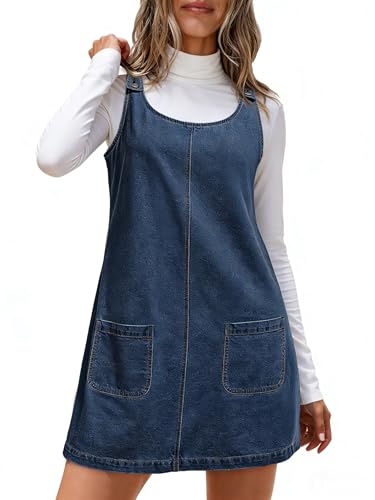 Dokotoo Denim Dress Womens Fashion Casual Sleeveless Crewneck Western Jean
