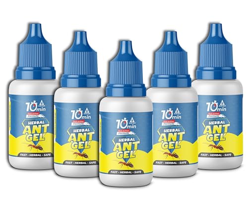 Image of Amish Herbal Ant Gel Pack of 5 | 10 Min Max Bait Formula | Powerful Organic Repellent & Cleaner | Removes Red, Rekha, Laxman, Antox Pests | Natural Dawa Protector for Home & Kitchen
