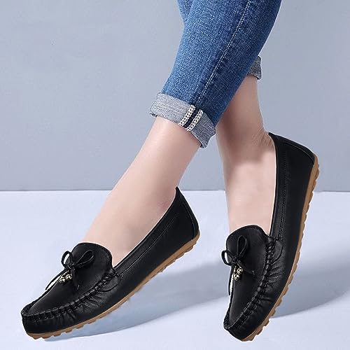 Image of CatBird Women's Slip-On Loafers | Cushioned Comfort Flats with Bow & Metal Detail | Lightweight Office & Casual Shoes | Anti-Slip Sole