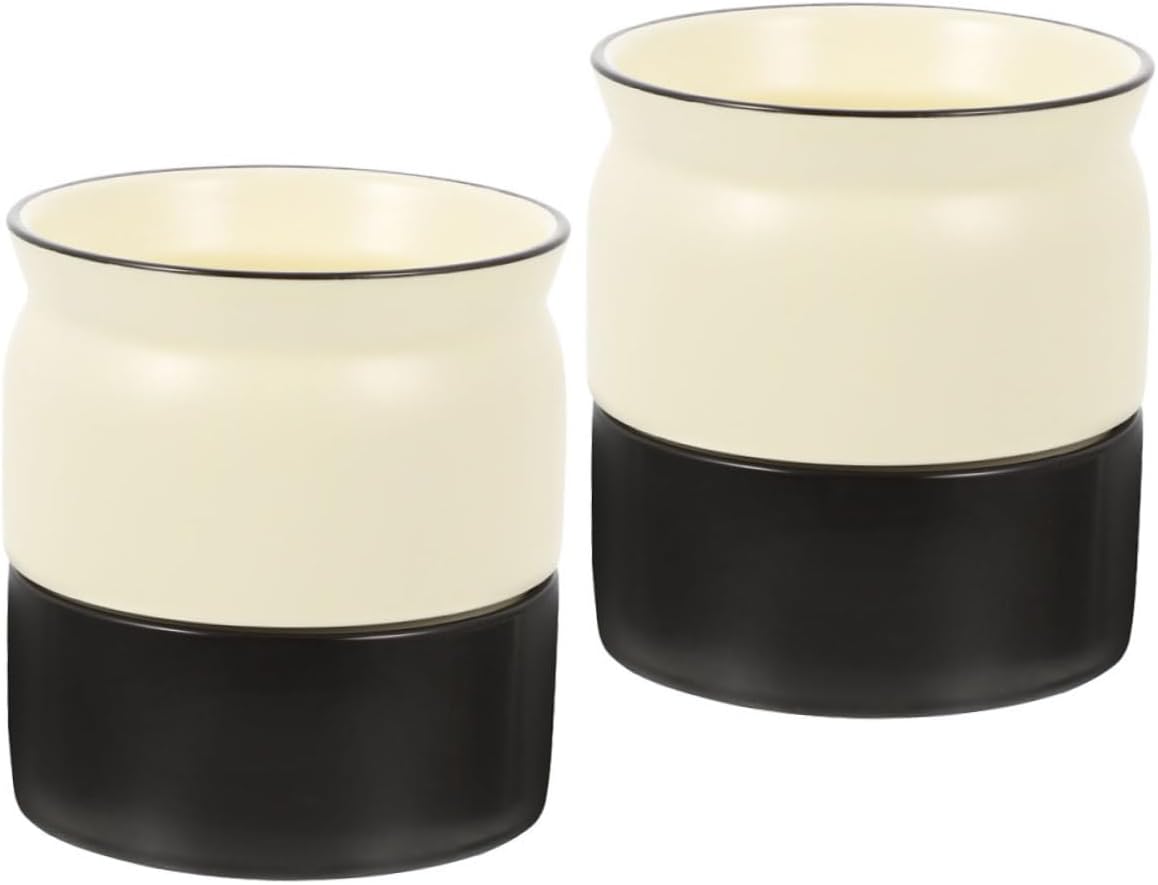 ABOOFAN 2pcs Kitchen Cutlery Holder and Chopstick Organizer Set, Ceramic Draining Flatware Container with Drain Bucket for Household Tableware Storage in White and Black