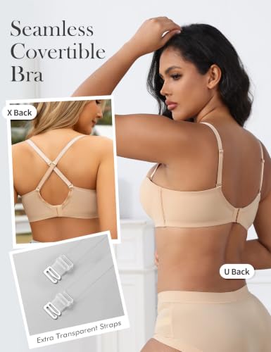 Image of Wireless Push Up Balconette Bras for Women Add 1 Cup Seamless Bra