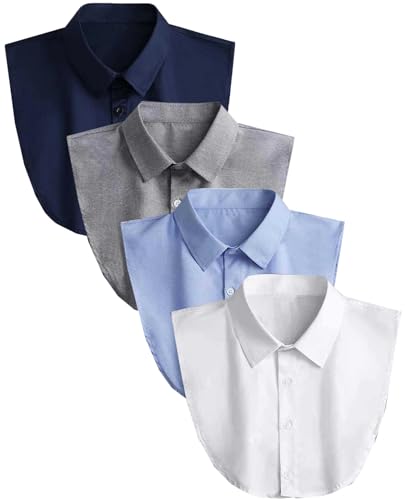 NIDMIDO 4 Pack Cotton Detachable Dickey Collar Blouse Half Shirts Faux Collar for Women & Men