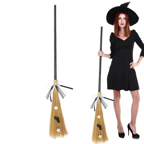 Escoba de Halloween ajustable con mango desmontable de tres secciones 7