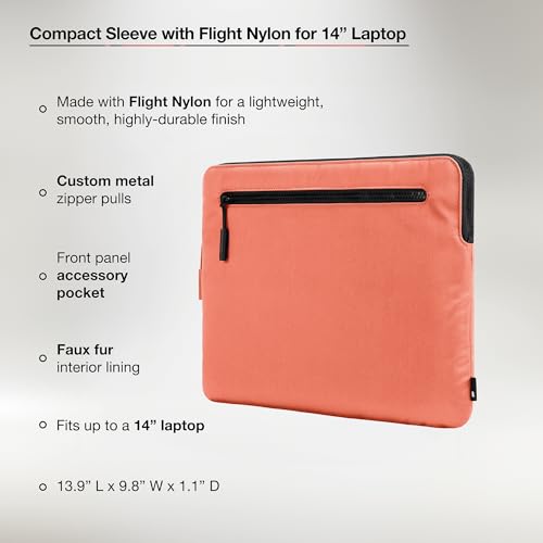 Incase Compact Laptop Sleeve with Flight Nylon MacBook/Laptop/iPad/Tablet Sleeve, and Cover, Lightweight, Weather Resistant, with Slip Pocket for Accessories (Misty Orange, 14-Inch) by Incase - Image 2