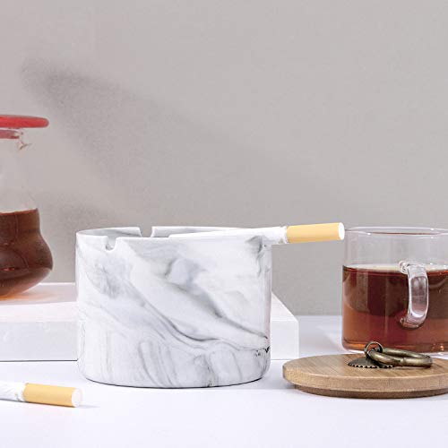 Ashtrays For Cigarettes, Pink Marble Ceramic Ash Tray With Lid,Outdoor Ashtray,Desktop Smoking Ash Tray For Home Office Decoration - Gray (Gray Small) #TOP3