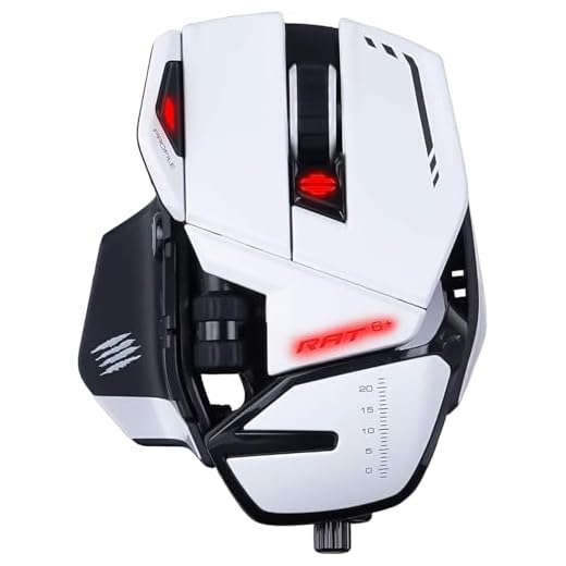 Gaming Maus Mad Catz R.A.T. 6+ Weiß – Optischer Sensor 12000 DPI – 11 programmierbare Tasten – RGB – PC