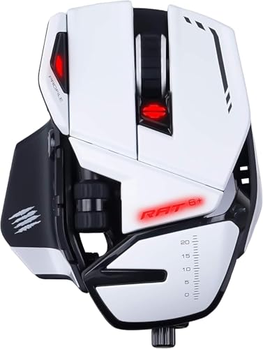 Souris Gaming Mad Catz R.A.T. 6+ Blanche – Capteur Optique 12000 DPI – 11 Boutons Programmables – RGB – PC