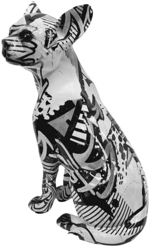 Monochrome Chihuahua Dog Ornament Graffiti Design Resin Animal Figurine