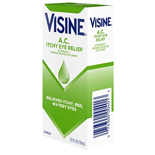 Visine A.c. Itchy Eye Relief Eye Drops With Zinc Sulfate & Tetrahydrozoline Hcl, Eye Drop Treatment With Redness Reliever & Astringent For Itchy, Red, Watery & Irritated Eyes, 0.5 Fl. Oz #TOP6