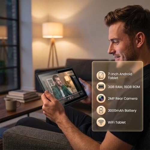 Image of IKALL N12 Pro 7-Inch Android Tablet | 3GB RAM, 16GB Storage | HD Display | 2MP Rear Camera | 3000mAh Battery | WiFi Tablet | Smooth Performance & Portable Design (Black)
