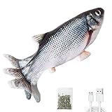 Potaroma Electric Flopping Fish 10.5', Moving Cat Kicker Fish Toy, Floppy Fish Toy for Small Dogs Wiggle Fish Catnip Toys, Motion Kitten Toy Plush Interactive Cat Toys for Exercise, Mice Animal Toys