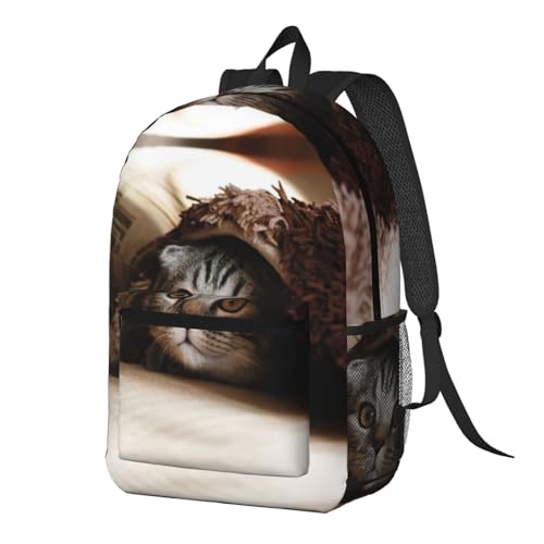 Sac à dos d'école mixte EdWal noir léger avec compartiments de rangement et motif chat
