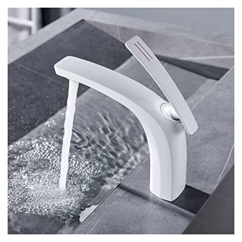 Robinet mitigeur de lavabo blanc design moderne pour vasque eau chaude froide - 2