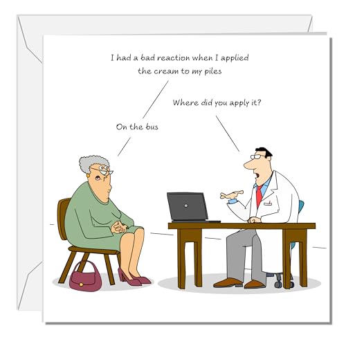 Funny Birthday Card 40th 50th 60th 70th Wife Mum Grandmother Grandad - Cheeky Doctor Humor Piles