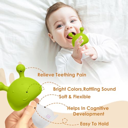 Image of Kidology Silicone Mushroom Teethers, Self-Soothing Pain Relief Soft Baby Toys Sensory Montessori Fine Motor Skills Toy for Babies Toddlers 3 + Months