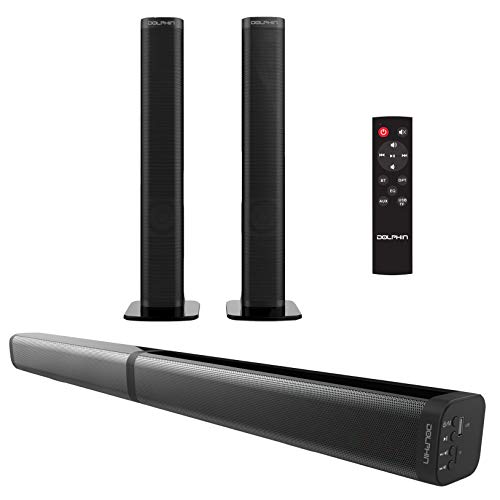 Dolphin SNB-37 Bluetooth Multi Configuration Soundbar Speaker for TV, Single Convertible Soundbar Converts to Sound Towers, 37